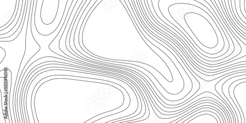 Landscape geodesy topographic map lines abstract blank detailed contour map black and white background topographic cartography, black on white contours topography stylized height of the lines map.