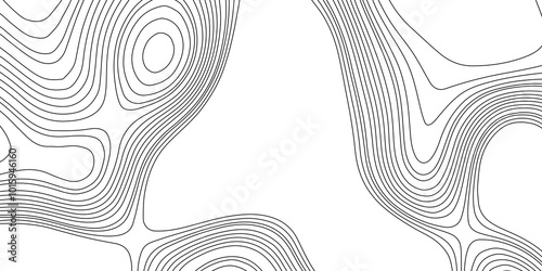 Landscape geodesy topographic map lines abstract blank detailed contour map black and white background topographic cartography, black on white contours topography stylized height of the lines map.