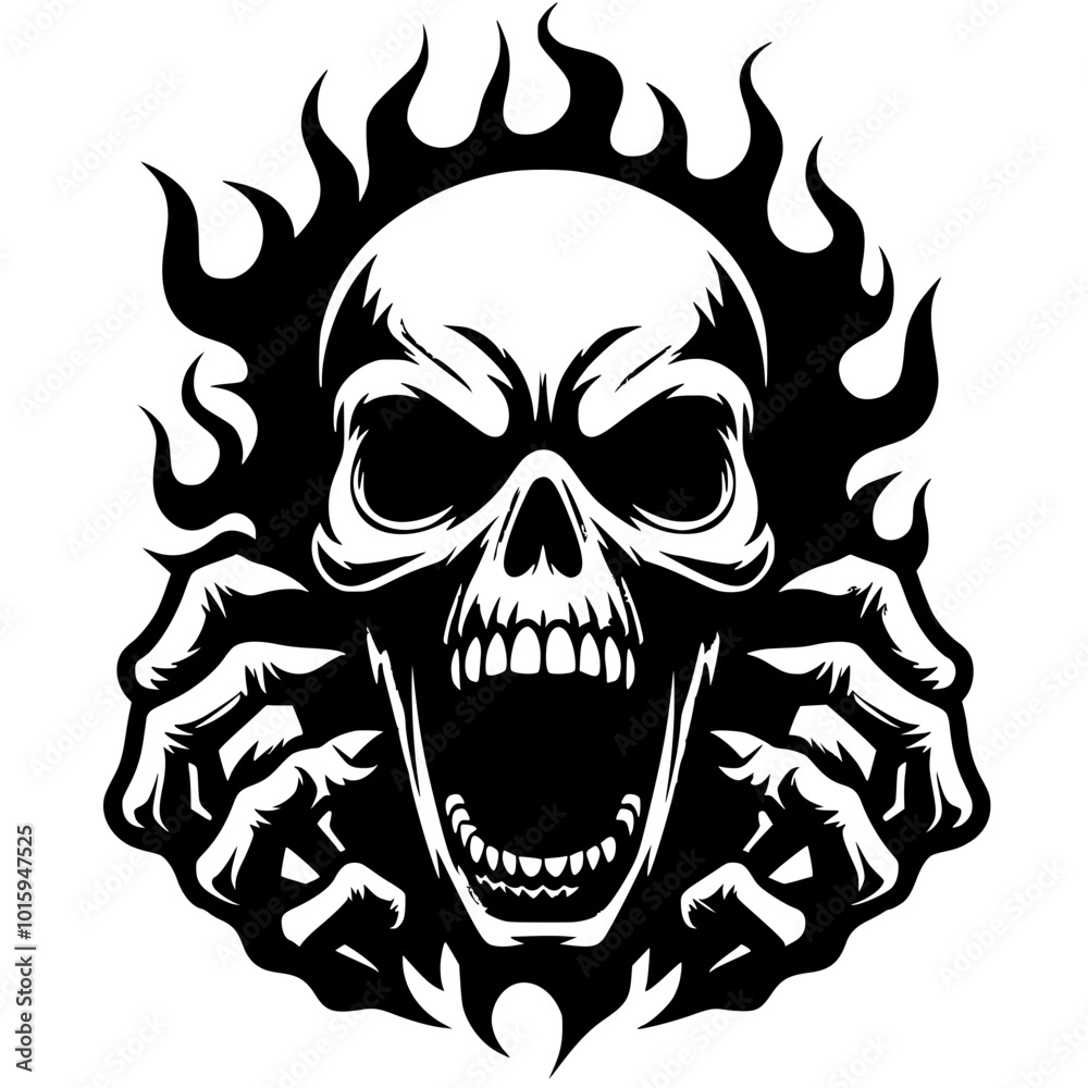 Burning skull silhouette vector design Burning skull silhouette vector design