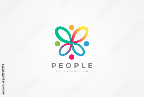 People logo design, Community human Logo with gradient color, people logo design template design element, vector illustration