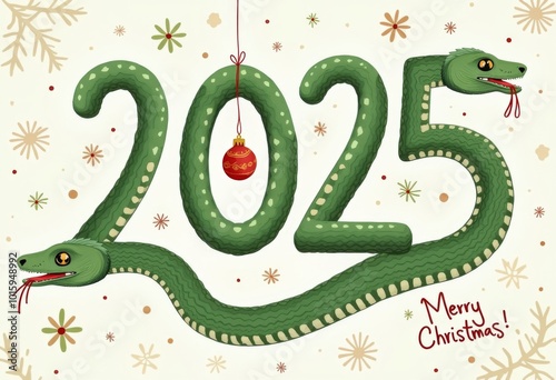 green snake as a symbol of the new year 2025, ai generated