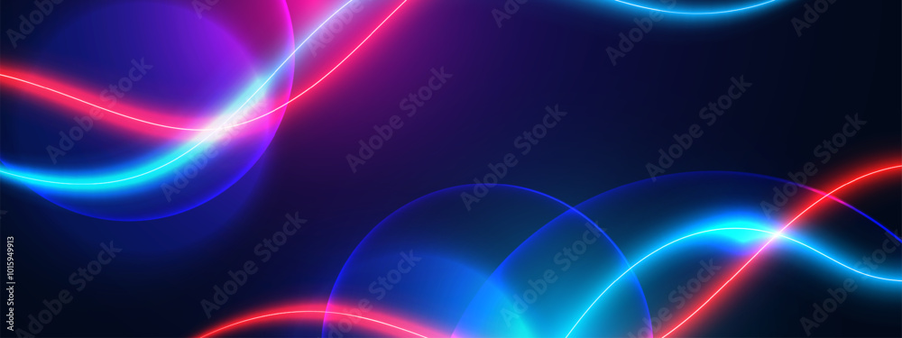 Fototapeta premium Technology futuristic background with neon light lines. Vector illustration.