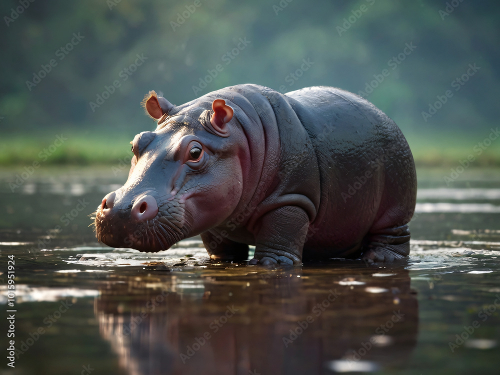 Fototapeta premium hippopotamus in river