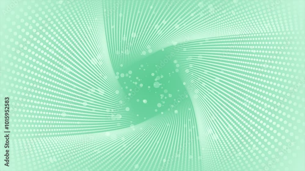 Turquoise color rotating square shaped 3D tunnel halftone pattern with bokeh particles modern design futuristic background Turquoise color rotating square shaped 3D tunnel halftone pattern with bokeh particles modern design futuristic background