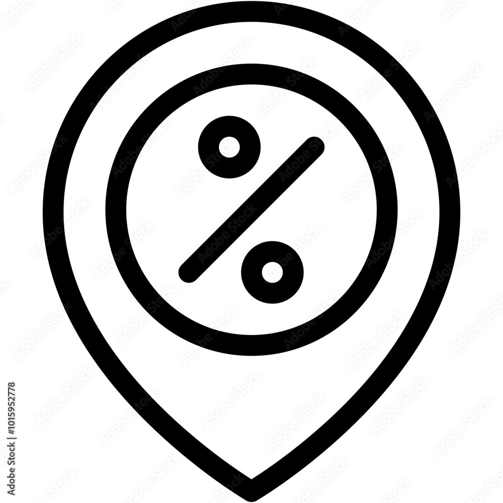Vector Icon for Discount, pin, location, percent, center Vector Icon for Discount, pin, location, percent, center