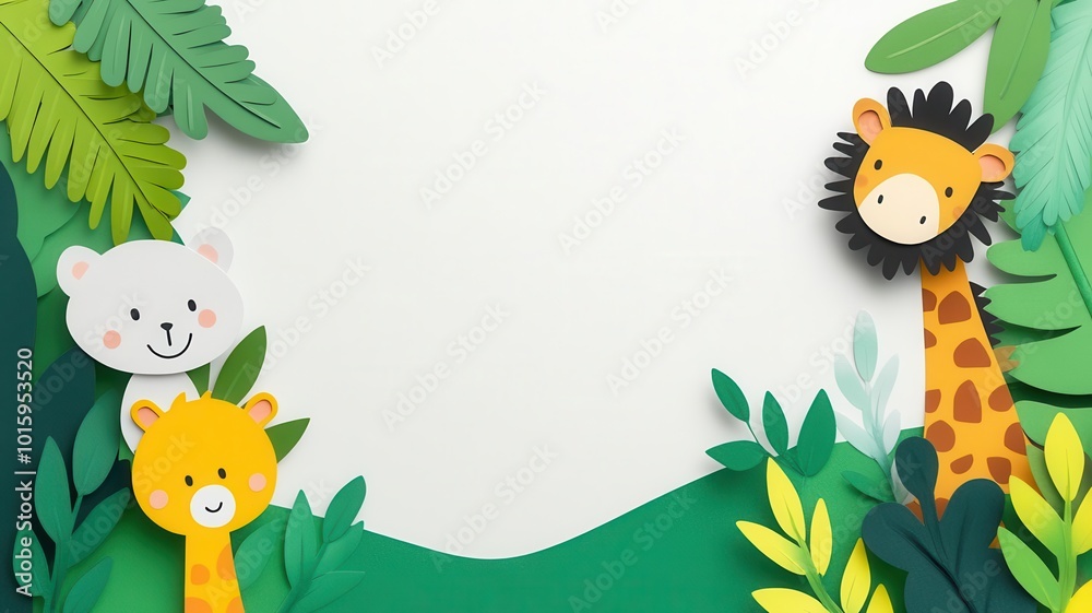 Fototapeta premium Cute animal study charts flat design top view theme forest water color Triadic Color Scheme