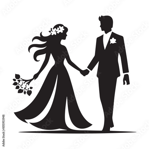 Wallpaper Mural Valentine Couple with Bird Icon Silhouette Logo Vector on White Background Torontodigital.ca