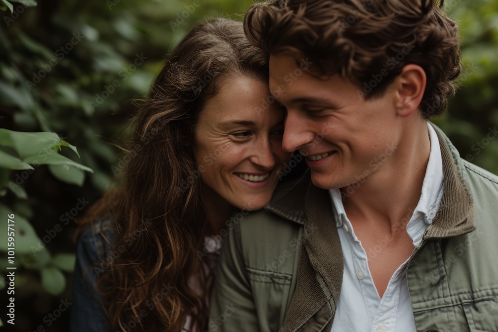 Portrait of a happy young couple embracing each other in the park Portrait of a happy young couple embracing each other in the park