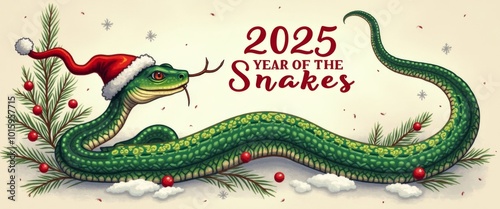 green snake as a symbol of the new year 2025, ai generated