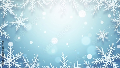 background with snowflakes in blue tones with space for text - Image