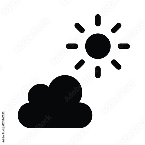 A cloud with a sun symbolizing clear or partly cloudy weather vector design