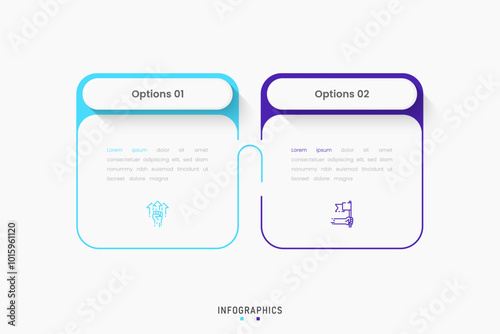 Vector Infographic label design template with icons and 2 options or steps. Can be used for process diagram, presentations, workflow layout, banner, flow chart, info graph.