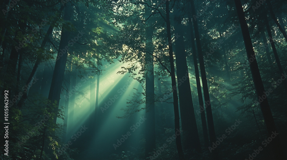 Black Forest, a dense forest with tall trees whose trunks reach the sky, sunlight penetrates through the gaps in the leaves, Ai generated images Black Forest, a dense forest with tall trees whose trunks reach the sky, sunlight penetrates through the gaps in the leaves, Ai generated images