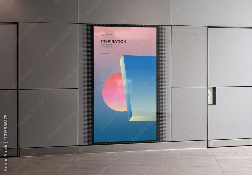 Mockup Of Vertical Customized Poster Inside Building Stock Template ...