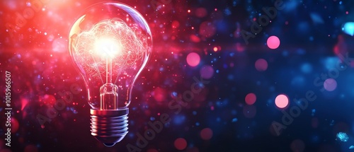 "Showcase the power of innovation with a striking background featuring a prominent idea symbol, such as a lightbulb or brain icon, set against a clean, modern design to represent creativity