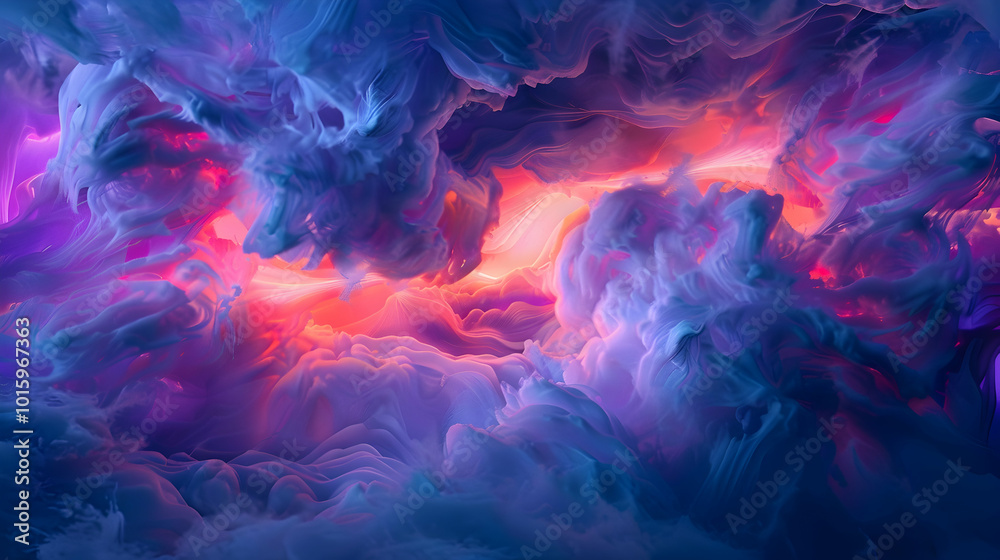 Ethereal cloud aglow with neon, a tranquil drift through cosmic wonder Ethereal cloud aglow with neon, a tranquil drift through cosmic wonder