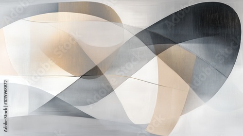 Wallpaper Mural Abstract artwork featuring intersecting shapes in soft neutral tones, creating a sense of subtle movement. Torontodigital.ca
