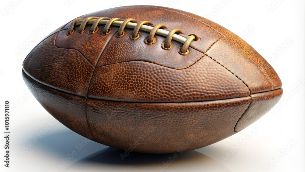 Obraz premium vintage football with rich brown leather texture, showcasing intricate stitching and classic design. This timeless piece evokes nostalgia for sport and its history