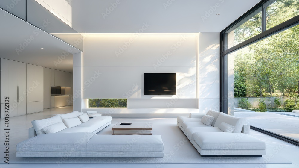 A bright living room featuring clean white walls and abundant natural lighting that creates an airy atmosphere A bright living room featuring clean white walls and abundant natural lighting that creates an airy atmosphere