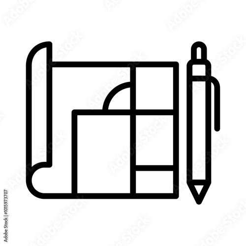 architect drawing icon line vector design in trendy style