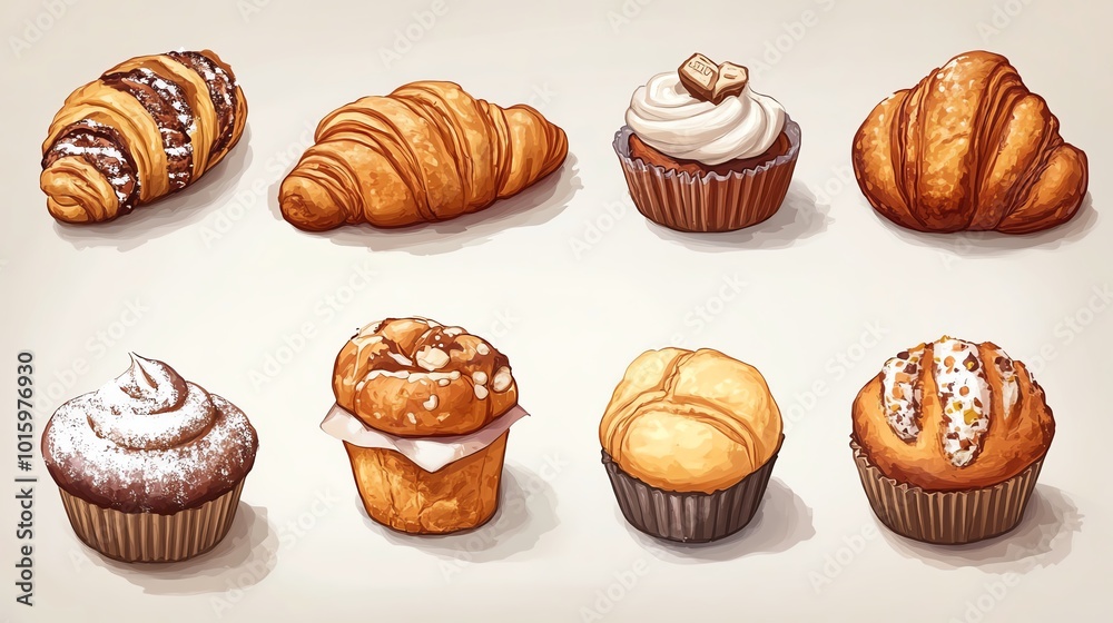 Assorted baked goods on a light background Assorted baked goods on a light background