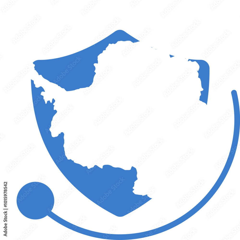 Fototapeta premium Security Icon in ANTARCTICA Flag
