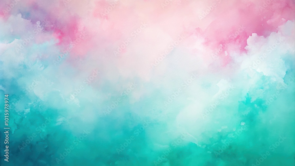 Fototapeta premium Beautiful abstract painting with soft pink and turquoise gradient watercolor background, abstract, painting