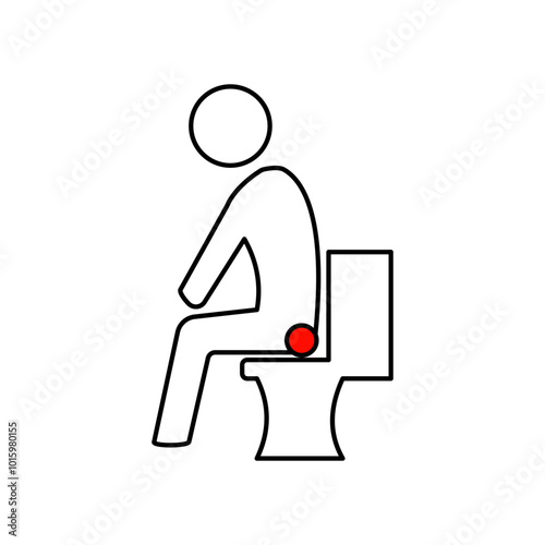 Hemorrhoids line icon, body pain and human disease, diarrhea sitting on toilet