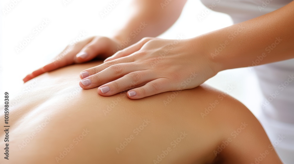 Naklejka premium Close-up of relaxing back massage at modern wellness center