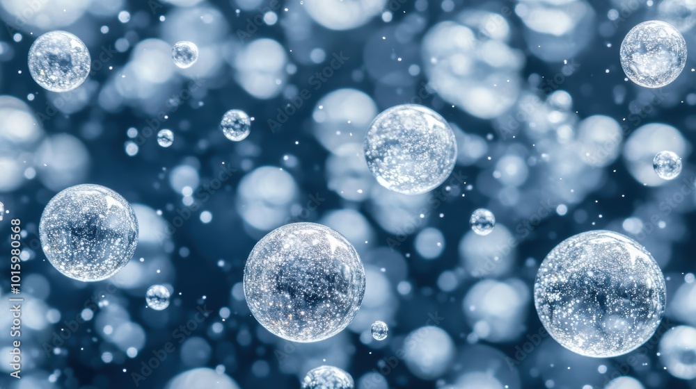 Sparkling frozen bubbles glacial blue background Sparkling frozen bubbles glacial blue background