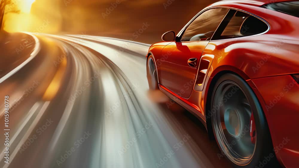 Red Sports Car Speeding on a Highway at Night with Motion Blur Creating a Sense of High Speed Red Sports Car Speeding on a Highway at Night with Motion Blur Creating a Sense of High Speed