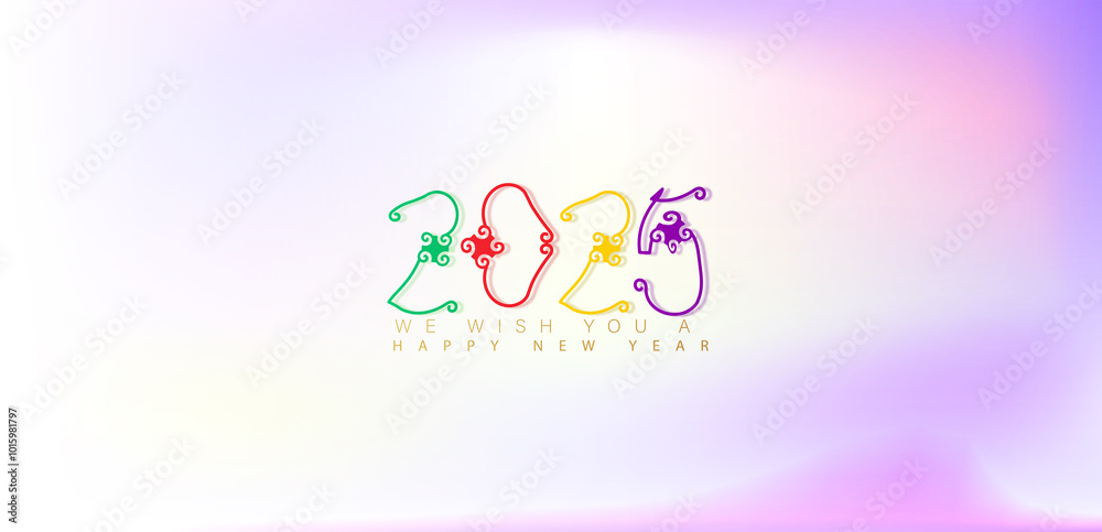 Festive background featuring colorful confetti and Happy New Year 2025 text in a joyful design Festive background featuring colorful confetti and Happy New Year 2025 text in a joyful design