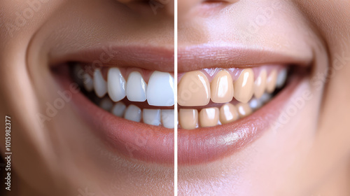 A visual comparison of the patient's smile before and after a dental consultation, highlighting the transformation.