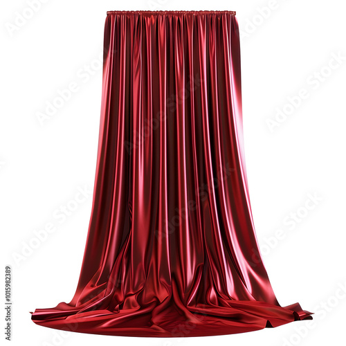 Red curtain isolated on transparent background