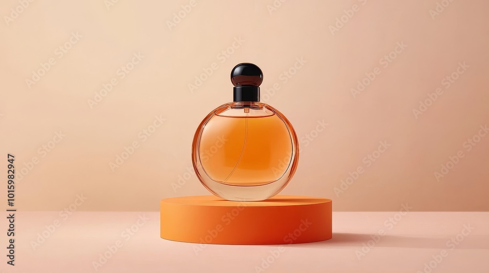 Elegant Perfume Bottle on Circular Display Elegant Perfume Bottle on Circular Display