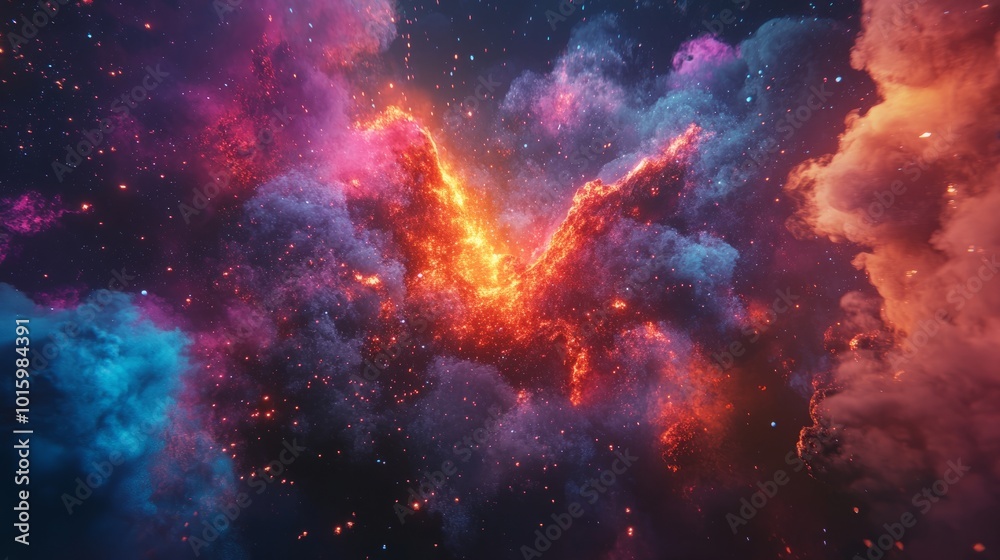 Abstract cosmic explosion wallpaper featuring a stunning burst of vibrant colors and celestial elements, showcasing the energy of the universe with dynamic swirls and expanding stellar particles for a Abstract cosmic explosion wallpaper featuring a stunning burst of vibrant colors and celestial elements, showcasing the energy of the universe with dynamic swirls and expanding stellar particles for a