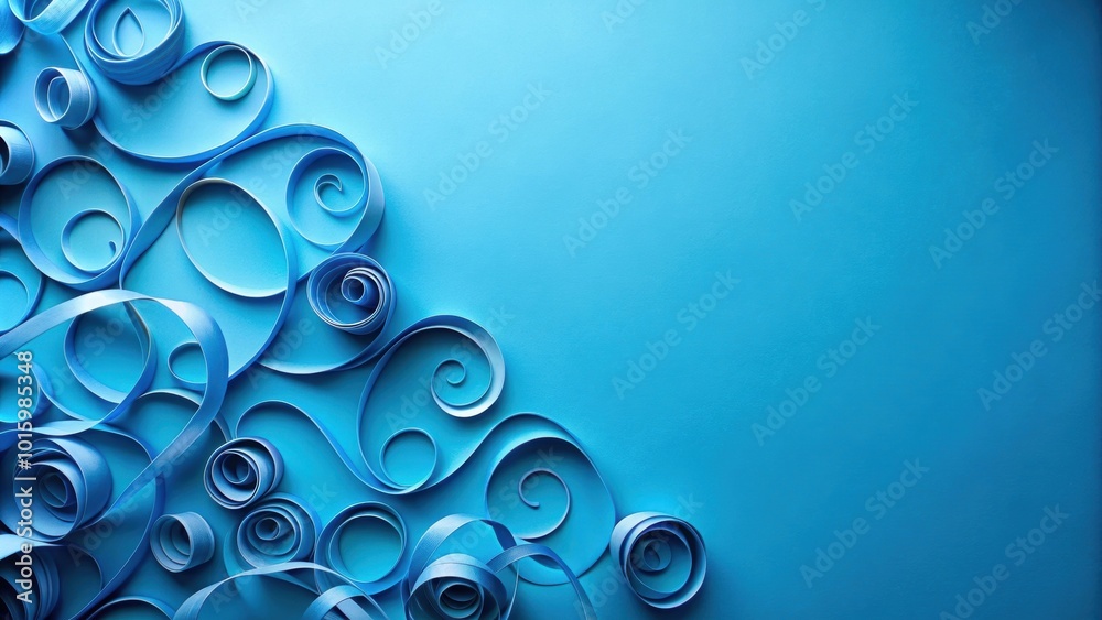 Abstract blue background with intricate curly paper ribbons modern minimalist wallpaper design, render, abstract, blue Abstract blue background with intricate curly paper ribbons modern minimalist wallpaper design, render, abstract, blue