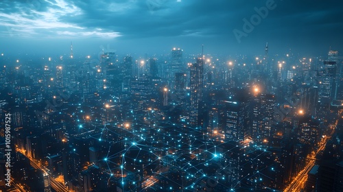 Wallpaper Mural Wireless network and connection city.  Torontodigital.ca