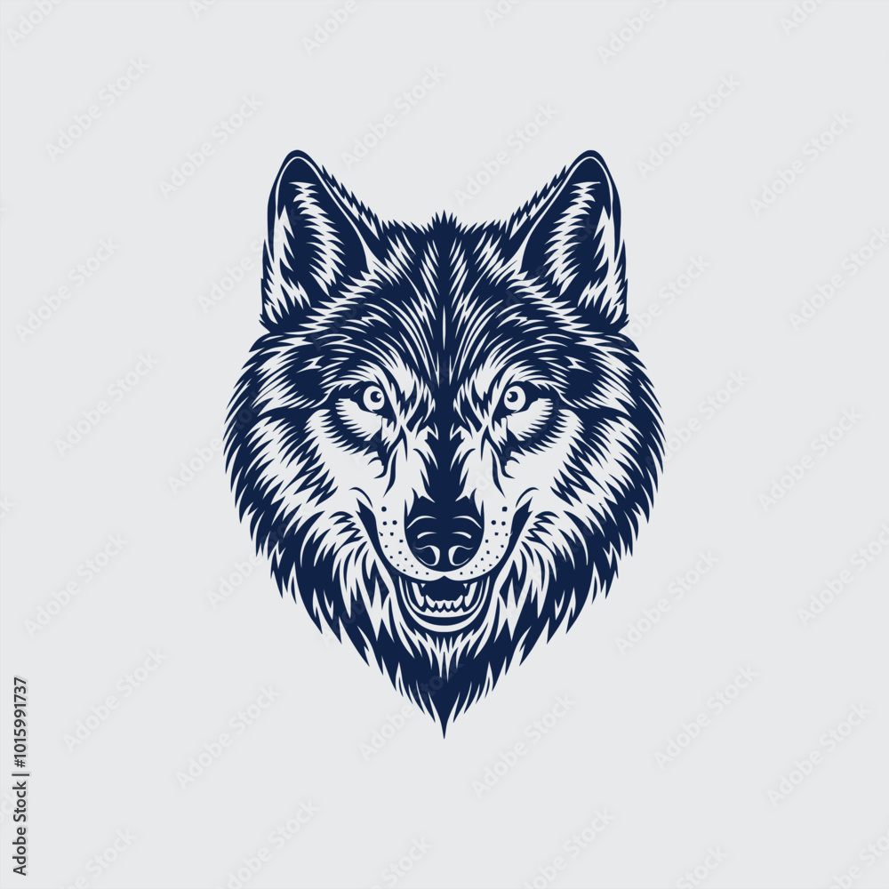 Obraz premium Wolf head logo vector illustration design