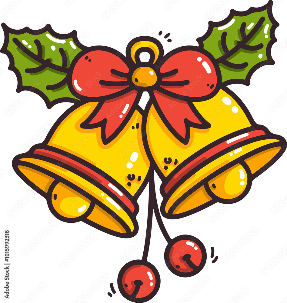 Festive Christmas bell with holly berry in a hand-drawn vector style. It is isolated and easy to use for holiday decorations, digital designs, and seasonal art projects. Festive Christmas bell with holly berry in a hand-drawn vector style. It is isolated and easy to use for holiday decorations, digital designs, and seasonal art projects.