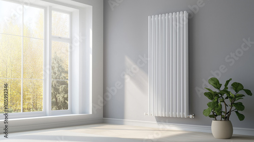 Radiator and Central Heating System in a Modern Living Space
