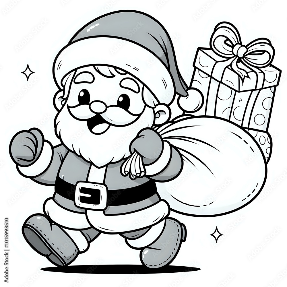Obraz premium Cheerful Santa Claus with Gift