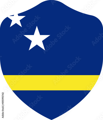 CURACAO Flag on Shield Shape