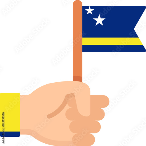 Flag In Hand Icon of CURACAO Flag
