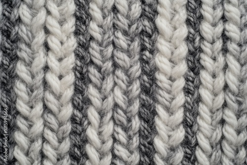 Close-up texture of gray white knitted fabric