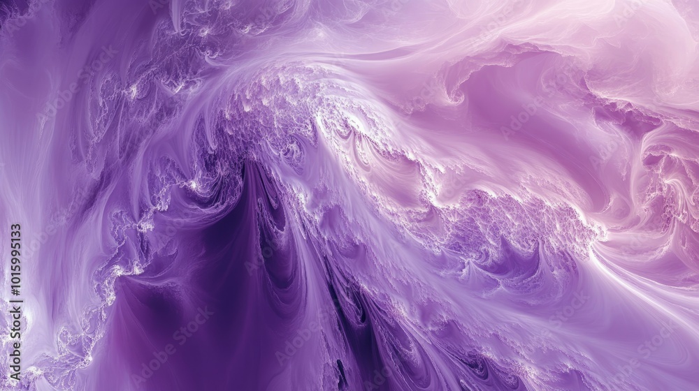 Fototapeta premium Vibrant abstract fractal wallpaper design in shades of purple, showcasing intricate patterns and fluid shapes for modern digital art backgrounds and aesthetic decor 