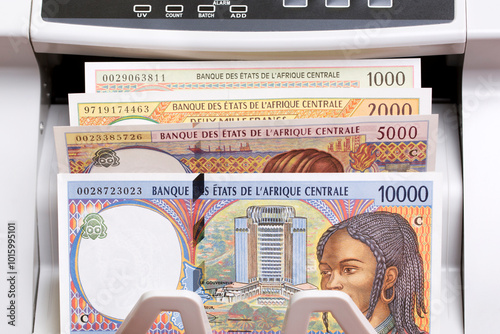 Central African CFA franc in the counting machine photo