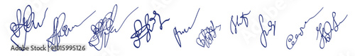 Signature or facsimile scribble sketch. Hand drawn blue pen or marker drawing. Primitive kids picture