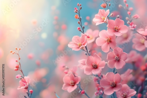 Delicate Pink Flowers Blooming in Soft Light