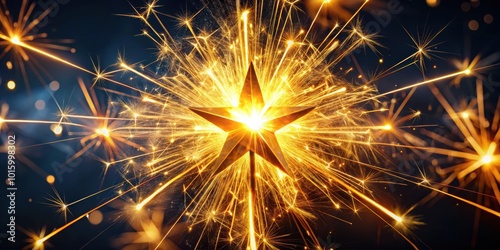 Bright and captivating image of spinning sparks following a flashing star , sparks, flying, particles, circle, spinning